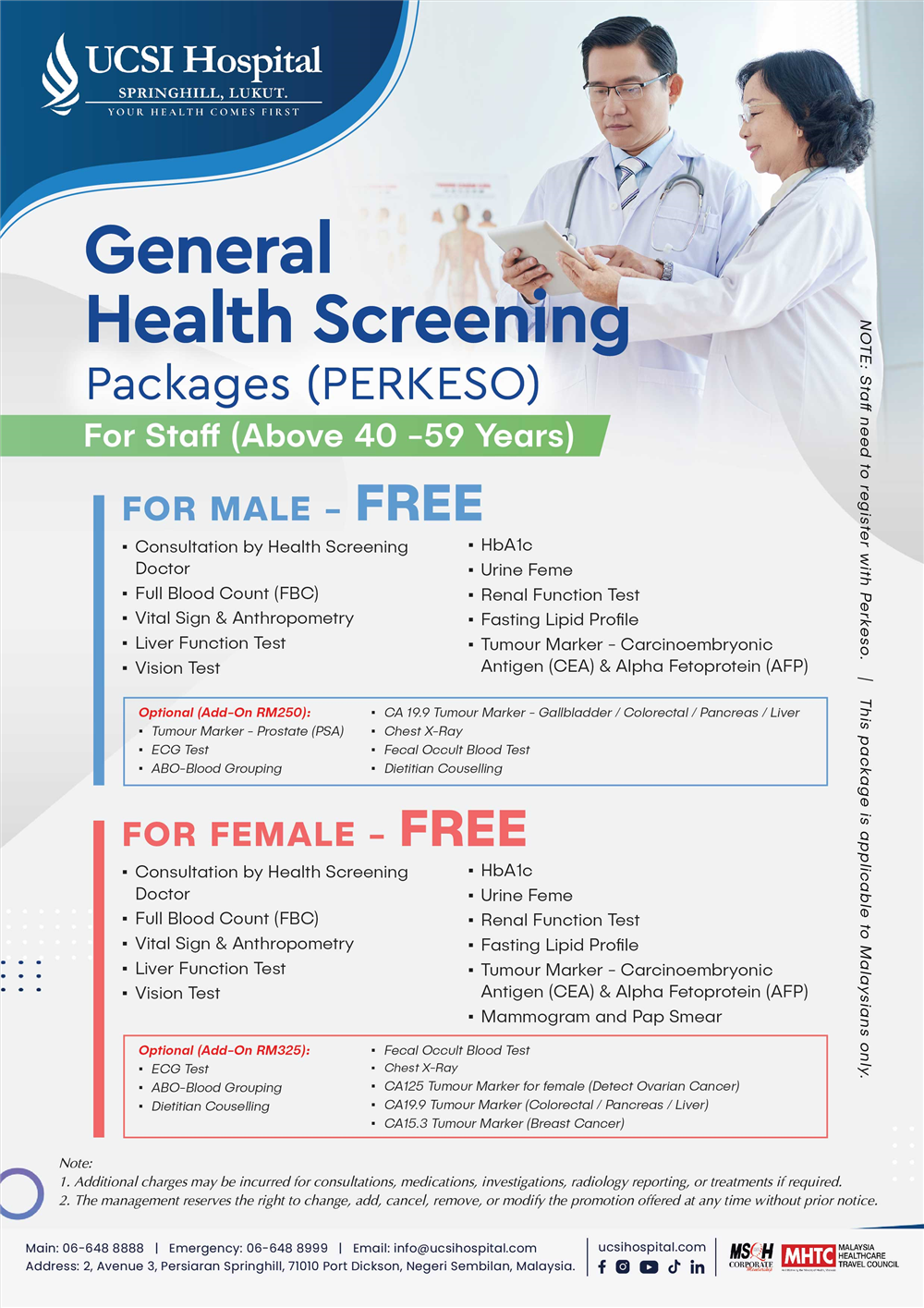 General Health Screening Package (PERKESO)